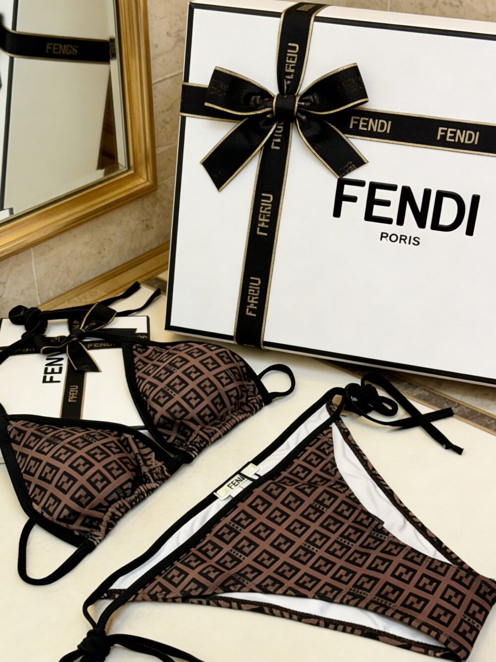 Fendi FF Print Triangle Bikini Set - Picture 3 of 6